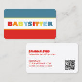 Babysitten QR Visitekaartje (Voorkant / Achterkant)