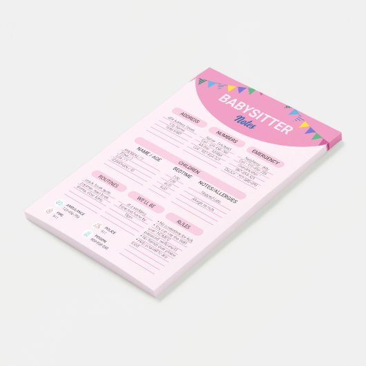 Babysitten Zakelijk | Babysitter Informatiebrief Post-it® Notes (Schuin)