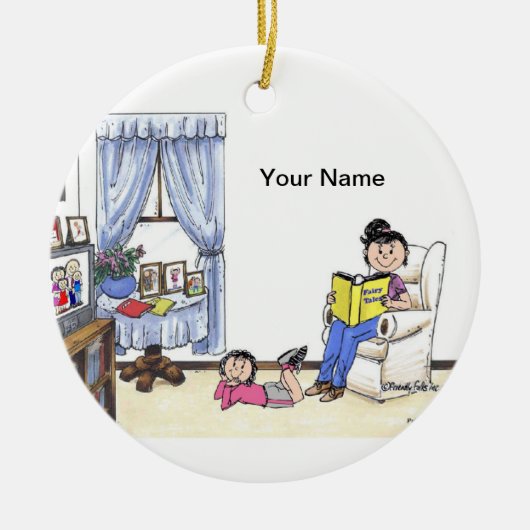 Babysitter, 1 meisje keramisch ornament (Voorkant)