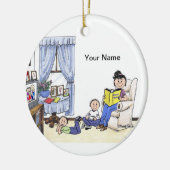 Babysitter, 2 jongens keramisch ornament (Links)