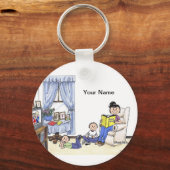 Babysitter, 2 jongens, keramisch Ornament Sleutelhanger (Voorkant)