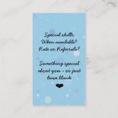 Babysitter - Aangepaste kaart Lt Blauw Visitekaartje (Achterkant)