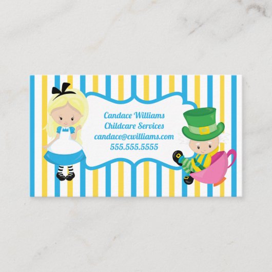 Babysitter Alice in Wonderland Kinderopvang Visitekaartje (Voorkant)