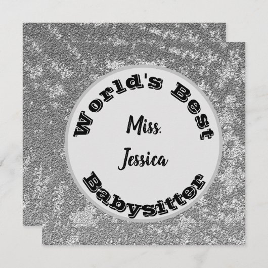 Babysitter Appreciation Marged Silver Dank je (Voorkant / Achterkant)