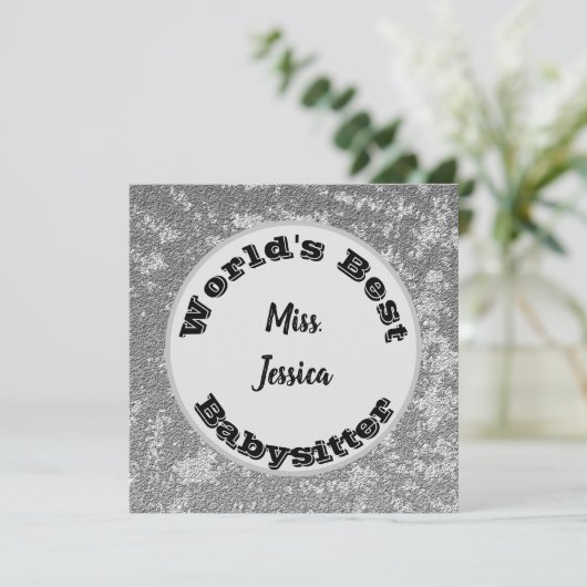 Babysitter Appreciation Marged Silver Dank je (Staand voorkant)