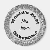 Babysitter Appreciation Marged Silver Dank je Magneet (Voorkant)