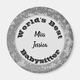 Babysitter Appreciation Marged Silver Dank je Magneet