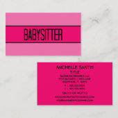 Babysitter Baby en Hot Pink Visitekaartje (Voorkant / Achterkant)