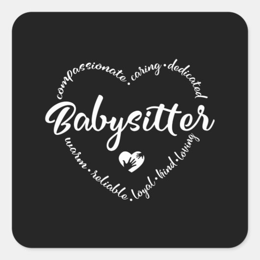 Babysitter, baby sitter, nanny, au pair vierkante sticker (Voorkant)
