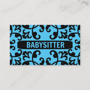 Babysitter Blue Damask Visitekaartje