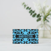 Babysitter Blue Damask Visitekaartje (Staand voorkant)