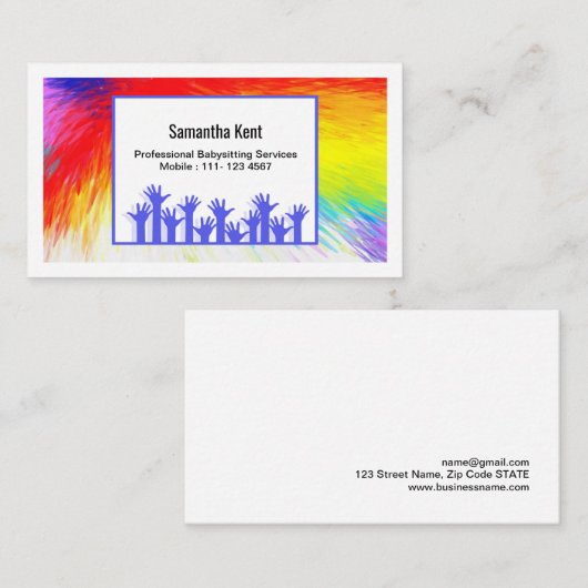Babysitter Burst of Colors Visitekaartje (Voorkant / Achterkant)
