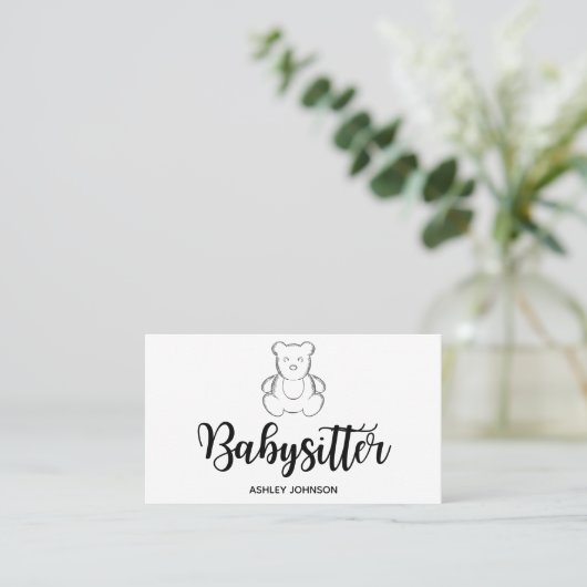 Babysitter Calligraphy Aesthetics Sketch Beer Cute Visitekaartje (Staand voorkant)