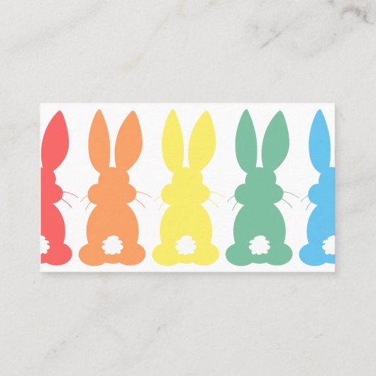 Babysitter Childcare Rainbow Bunny Silhouette Cute Visitekaartje (Achterkant)