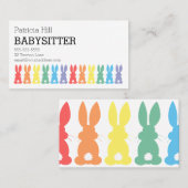 Babysitter Childcare Rainbow Bunny Silhouette Cute Visitekaartje (Voorkant / Achterkant)