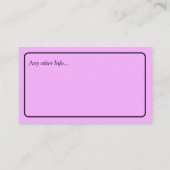 Babysitter Contact Visitekaartje (Achterkant)