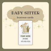 Babysitter Cute Floral Bunny Baby Visitekaartjes