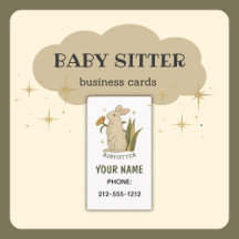 Babysitter Cute Floral Bunny Baby Visitekaartjes