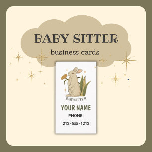Babysitter Cute Floral Bunny Baby Visitekaartjes