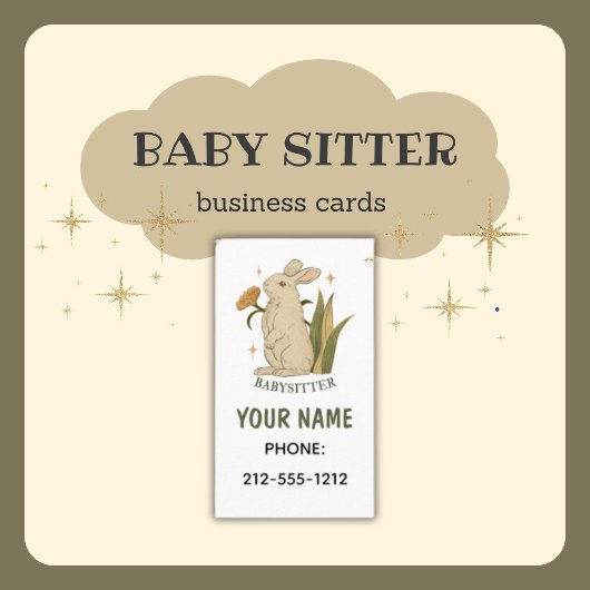 Babysitter Cute Floral Bunny Baby Visitekaartjes
