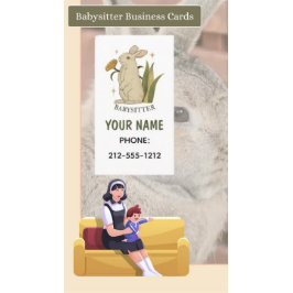 Babysitter Cute Floral Bunny Baby Visitekaartjes