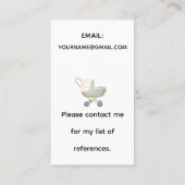 Babysitter Cute Floral Bunny Baby Visitekaartjes (Achterkant)