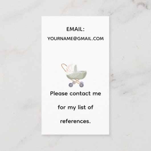Babysitter Cute Floral Bunny Baby Visitekaartjes (Achterkant)