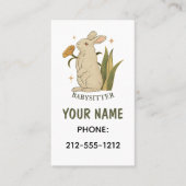 Babysitter Cute Floral Bunny Baby Visitekaartjes (Voorkant)