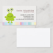 Babysitter Cute Green Monster Alien Business Card Visitekaartje (Voorkant / Achterkant)
