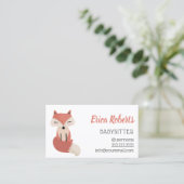 Babysitter Cute Little Fox Babyzittende Service Visitekaartje (Staand voorkant)