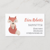 Babysitter Cute Little Fox Babyzittende Service Visitekaartje (Voorkant)