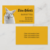 Babysitter Cute Nerdy Rabbit Babysitter Childcare Visitekaartje (Voorkant / Achterkant)