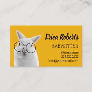 Babysitter Cute Nerdy Rabbit Babysitter Childcare Visitekaartje