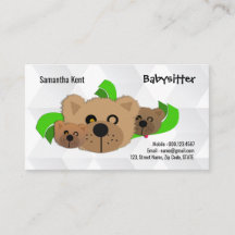 Babysitter Cute Teddy Bear Mama Cubs Visitekaartje