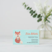 Babysitter Cute Woodland Fox Babysitdcare Visitekaartje (Staand voorkant)
