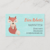 Babysitter Cute Woodland Fox Babysitdcare Visitekaartje (Voorkant)
