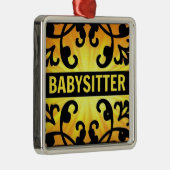 Babysitter Damask Kerstversiering Metalen Ornament (Rechts)