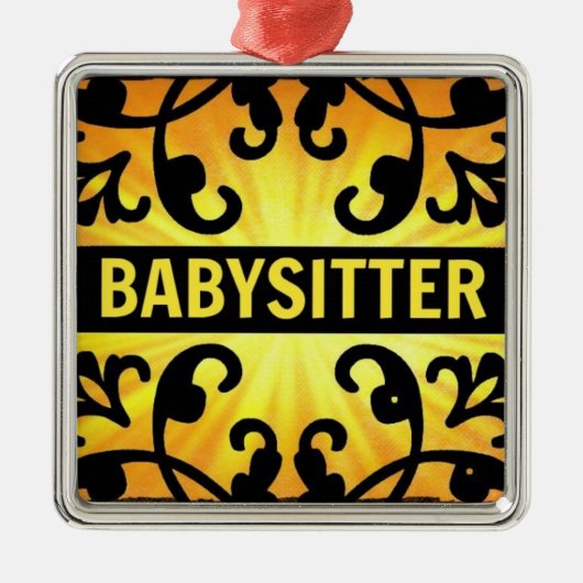 Babysitter Damask Kerstversiering Metalen Ornament (Voorkant)
