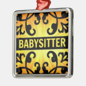 Babysitter Damask Kerstversiering Metalen Ornament (Links)