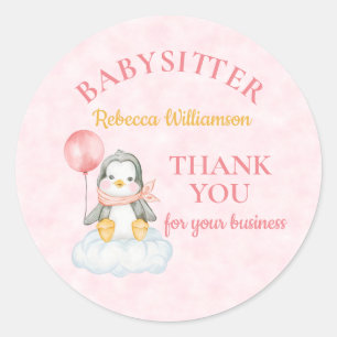 Babysitter  Dank je wel Cute Penguin  Ronde Sticker