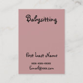 Babysitter Design Visitekaartje (Achterkant)