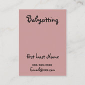 Babysitter Design Visitekaartje (Achterkant)