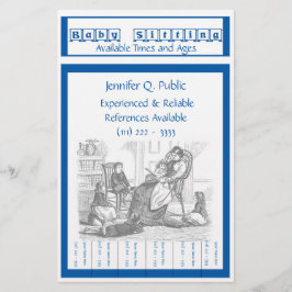 Babysitter Flyer met saaie tabletten Briefpapier