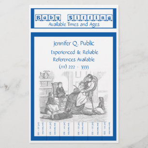 Babysitter Flyer met saaie tabletten Briefpapier