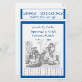 Babysitter Flyer met saaie tabletten Briefpapier (Voorkant / Achterkant)