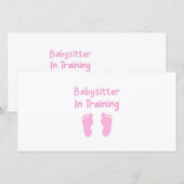 Babysitter in opleiding bedankkaart (Voorkant / Achterkant)