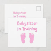 Babysitter in opleiding briefkaart (Voorkant / Achterkant)