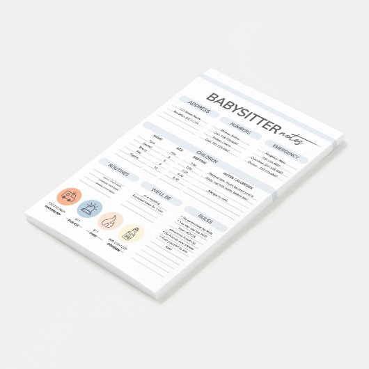Babysitter Informatie Notities Post-it® Notes (Schuin)