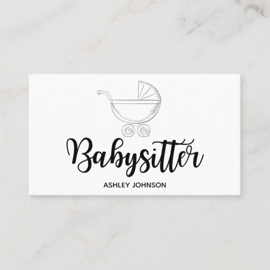 Babysitter kalligrafie esthetiek modern elegant visitekaartje (Voorkant)