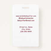 Babysitter kind kinderopvang nanny toevoegen naam  badge (Achterkant)